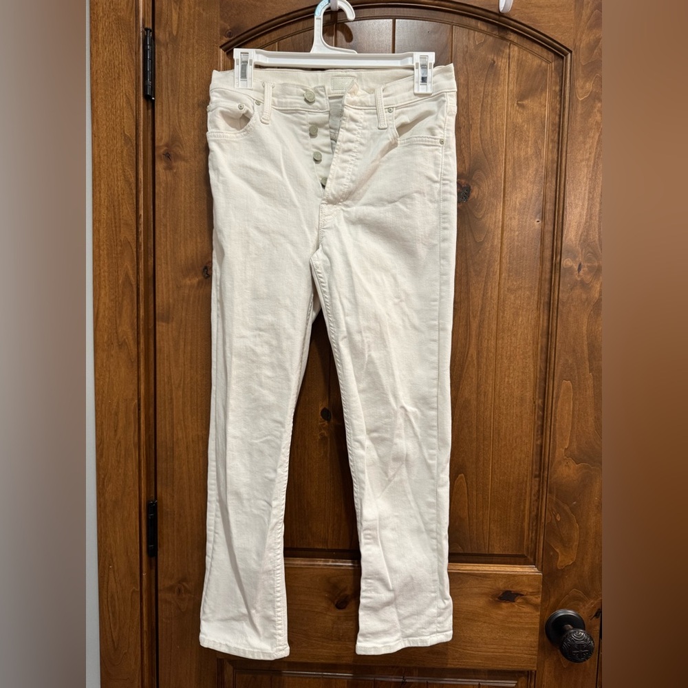 MOTHER Women's Off-White Straight Leg Jeans